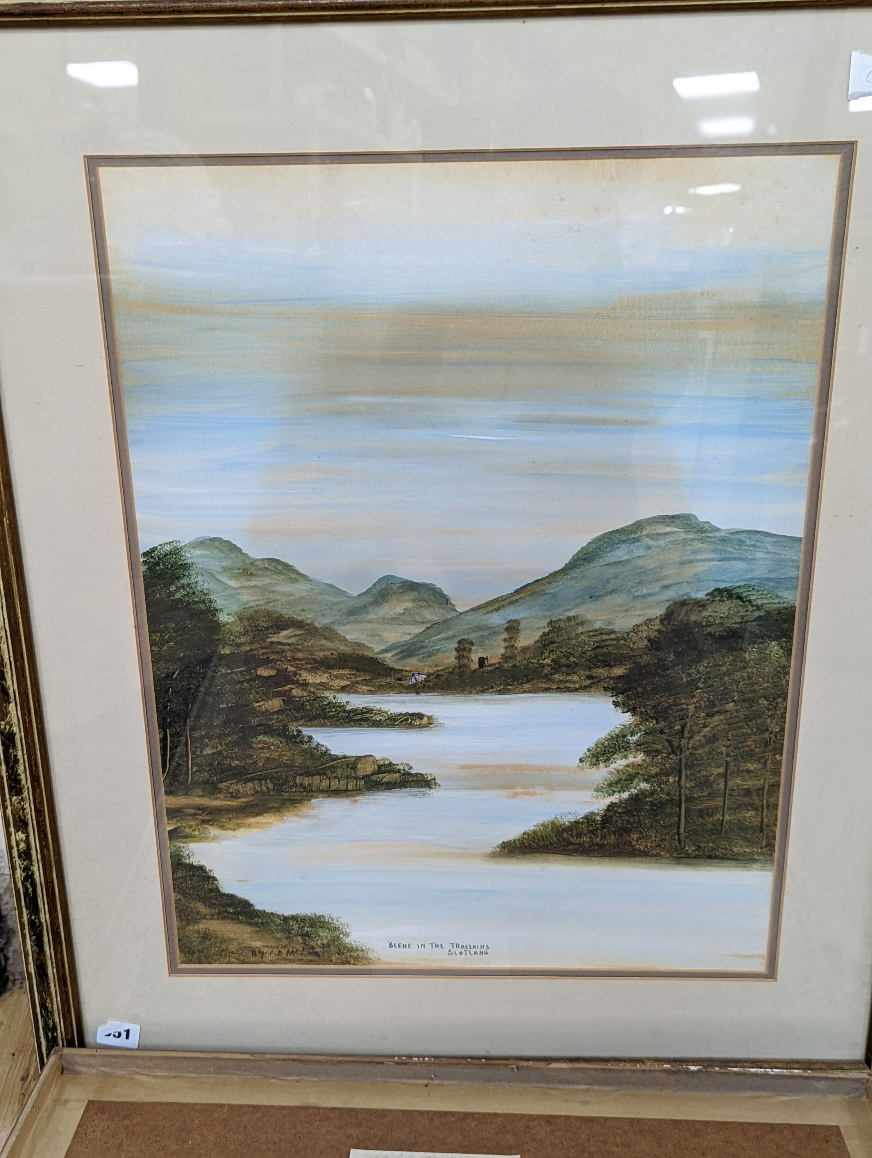 Five assorted pictures including a Richard Beer print and a modern British watercolour signed Mason